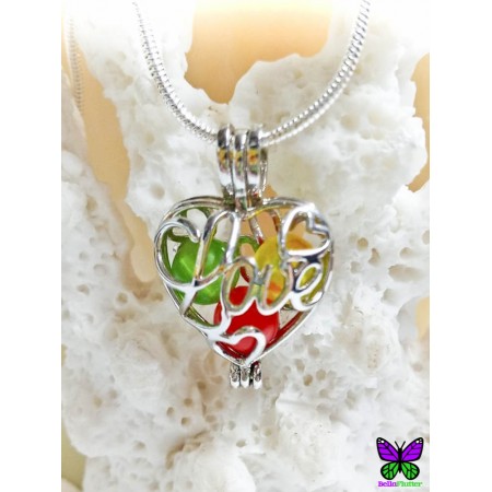 Love Heart Cage - Includes Rainbow Beads